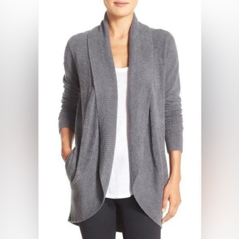Barefoot Dreams Cozychic lite‎ circle cardigan Mineral Grey size XS/S